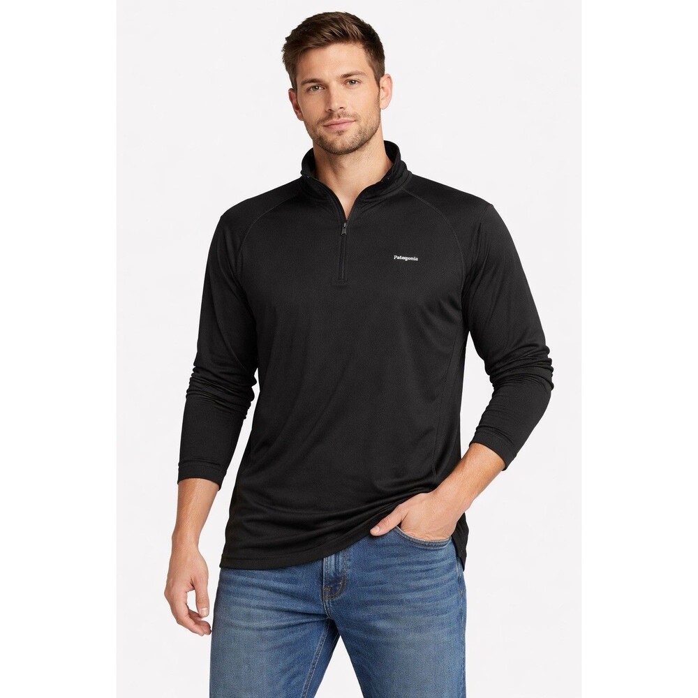 Patagonia Capilene 1/4 Zip Pullover Men’s Large Black Performance Baselayer